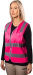 Hi-Vis Day/Night Zip Safety Vest - High Visibility Reflective Vest | Improved Reflectivity with 50mm Micro Prism Tape | Lightweight & Breathable Design | Certified Safety Compliant | Small | Pink