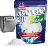 IMPRESA Dishwasher Rinse Aid with Citric Acid Cleaner - Dishwasher Salt Hard Water Stain Remover – Powerful Cleaner, Descaler, Water Softener - Detergent Booster and Hard Water Cleaner - 4LB