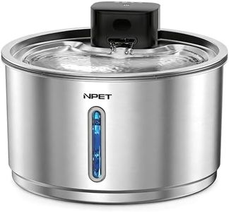 NPET Wireless Cat Water Fountain Stainless Steel, 1Gallon/135oz Battery Operated Automatic Pet Drinking Fountain - Cordless Dog Water Dispenser with Water Level Window for Cats Indoor