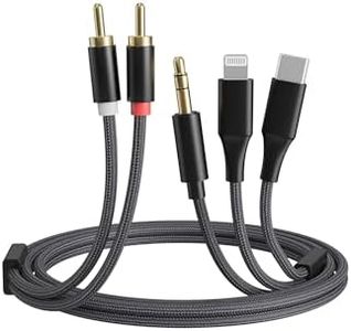 RICHUPON 3-in-1 RCA Audio Cable Lightning USB C 3.5mm to 2 RCA