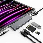 iPad Pro USB C Hub, 4K 60Hz HDMI 7-in-1 Adapter for iPad Pro 12.9 11 inch iPad Air 5 Docking Station, USB-C PD Charging, SD/TF Card Reader, USB 3.0, 3.5mm Headphone Jack, Accessories