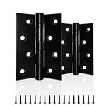 AOLISHENG Door Hinges 4 inch 100mm Heavy Duty Ball Bearing Stainless Steel Chrome Butt Black Door Hinges for Wood Internal 1 Pairs