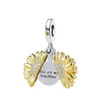 GMXLin Sunflower Charm for Pandora Bracelets You are My Sunshine Dangle Bead for Women Wife Sister Mother Best Friends