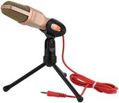 FOSA Computer Recording Microphone with 3.5mm Jack, Professional Stereo Studio Condenser Sound MIC with Tripod Stand for MacBook PC Laptop Computer Skype MSN QQ (Gold)