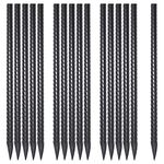 AAGUT 16” Straight Rebar Stakes (16pcs) Heavy Duty Ground Anchors Steel Plant Support Garden Stake Metal Camping Tent Spikes with Chisel Point End for Hard Soil, Black Powder Coated