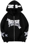 SOLY HUX Boy's Zip Up Hoodies Sweatshirt Y2k Letter Graphic Long Sleeve Streetwear Jacket Black Letter 12Y