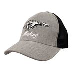 Tee Luv Ford Mustang Trucker Style Hat - Mesh Back Ford Baseball Cap (Grey and Black)