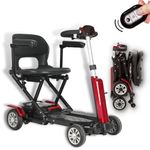 Betty & Bertie - Zinnia Quick and Easy Automatic Folding Mobility Scooter 125kg (19st) Capacity. Battery Powered Portable Lightweight Mobility Scooters for Adults with Adjustable Handlebar - Red