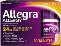 Allegra Adult 24HR Non-Drowsy Antihistamine, 30 Tablets, Fast-acting Allergy Symptom Relief, 180 mg