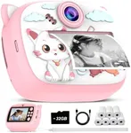 Kids Instant Print Camera-M2 | Inspire Kids to Explore & Createwith 2.4" Screen, 24MP Photo & 1080P Video, for Ages 3-12, with 32GB Card & 7 Paper Rolls, Monochrome Thermal Printing
