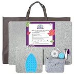 Rdutuok 17" X 24" Wool Pressing Mat for Quilting Large Size & 10" X 10" Portable Size Pure Wool Ironing Pad with Scissors, Tape,Felt Storage Pouch Case and 40Pcs Sewing Pins