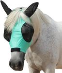 Gallopoff Horse Fly Mask with Ears - Large Eye Space for Full Vision, Breathable Stretch Comfort Fit, UV Protection, Forelock Opening, Easy Pull-On Green Pony