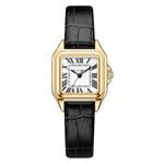 Szaikyri Classic Square Watches for Women with Roman Numerals Ladies Casual Dress Watch Montre Femme (Black-Gold)