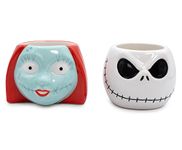 Disney The Nightmare Before Christmas Jack & Sally Sculpted Mini Mugs, Set of 2 | Coffee Mugs and Cups, Home & Kitchen Decor | Halloween Gifts and Collectibles | Each Holds 3 Ounces