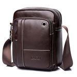 BAIGIO Men's Genuine Leather Cross Body Bag Casual Messenger Satchel Side Bag for Wallet Purse Mobile Phone Keys (Coffee)