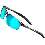 ATTCL Men's Fashion Driving Polarized Sunglasses for Men Al-Mg metal Frame 8177 black blue