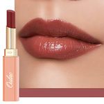 Oulac Moisture Shine Lipstick - Hydrating Lipstick & Tinted Lip Balm, Lip Care for Dry Lips, Medium Coverage Lip Colour | Juicy Look, Glossy Finish, Vegan, Grande Dame (02) | Plummy Terracotta