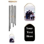 Custom Wind Chimes with Photo Text Front and Back Personalized Memorial Wind Chimes Aluminium Tubes Wooden Wind Bell Outdoor Garden Patio Decor Gift for Mom Dad (Front Photo Back Text-Your Text)