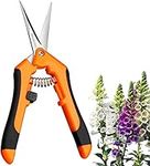 BATTPIT 6.5 Inch Gardening Hand Pruner Pruning Shear with Straight Stainless Steel Blades Orange