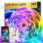 FOLAI 2M Led Strip Lights RGB Music Sync Color Changing, Led Lights with Smart App Control Remote, Led Lights for Bedroom Lighting Flexible Home Decoration