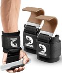 DMoose Weight Lifting Hooks (Pair), Hand Grip Support Wrist Straps for Men and Women, 8 mm Thick Padded Neoprene, Deadlift, Powerlifting, Pull up bar, Liftups, Shrugs (Brown (Flat Hook))