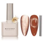 MAYCHAO 15ML Cat Eye Gel Nail Polish 1Pc Rose Gold Cat Eye Nail Polish with Magnet Soak off Holographic Magnetic Gel Polish for Nail Art Manicure Salon DIY at Home, 0.5 OZ