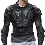 Ohmotor Durable Motorcycle Full Body Armor Protector Pro Street Motocross ATV Guard Shirt Jacket Spine Chest Shoulder/Back Protection for Biking Cycling Riding (Black, XL)