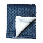 CREVENT Cozy Soft and Warm Sherpa Baby Blanket for Infant Toddler's Crib Cot Stroller Gift for Baby Girls All Season Use(30"X40" Navy Dot)