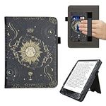 kwmobile Case Compatible with Amazon Kindle Paperwhite (2024)/Colorsoft - Case PU Leather Cover with Magnet Closure, Stand, Strap, Card Slot - Tarot Card Dark Blue/Yellow/Black
