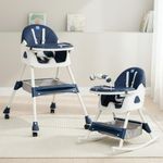 Mee Mee Cherub Baby High Chair for Baby Feeding, 5-in-1 Convertible Kids Feeding Chair Compact Fold, High Adjustable, Play Chair Booster Seat Dual Meal Trays, 0.5 to 3 Years Kids (Blue)