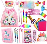 KOBBET® Unicorn Stationery Gift Set for Girls School Stationery Jumbo Unicorn Pack for Girls Diwali Gift Set for Girls Return Gift for Girls Unicorn Gift Set for Girls 26pcs Unicorn Bag Pen Pencil All