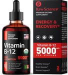 Vitamin B12 Liquid Drops Sublingual 5000mcg, Methyl & Methylcobalamin Supplements for Women and Men, Mood & Energy Booster, Methylated B 12 for Metabolism & Health Support, Maximum Absorption Formula