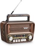 Gelielim Retro Radio AM FM, Portable Shortwave Radio with Best Reception, Bluetooth 5.3 Loud Speaker, Battery Operated Radio Support TF Card/USB, Gifts Idea for Elder, Retro Vintage Decor for Home