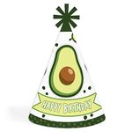 Big Dot of Happiness Hello Avocado - Cone Happy Birthday Party Hats for Kids and Adults - Set of 8 (Standard Size)