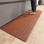 Color G Anti Fatigue Cushioned Kitchen Mat, 17"x71" Memory Foam Kitchen Rug Comfort Standing Mat, Waterproof Oil Proof Non-Skid/Slip Rubber Back Kitchen Floor Mat, Brown