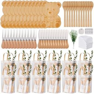 Baby Shower Prizes for Game Winners Bear Shaped Cheese Board Gift with Spoons Butter Spreaders Gift Bags Kitchen Towels Bridal Shower Party Favors for Guests (Bear Shaped, 12 Sets)