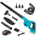 Cordless Leaf Blower with 3.0Ah Battery, 2-in-1 Electric Leaf Blower Cordless/Vacuum Cleaner, Max Speed 220MPH Handheld Blower for Lawn Yard Care, Leaf Snow Dust Pet Hair, Compatible with Makita 18V