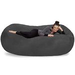 Sofa Sack Bean Bag Lounger - Plush Bean Bag Sofas with Super Soft Microsuede Cover - XL Memory Foam Stuffed Lounger Chairs for Kids, Adults, Couples - Jumbo Bean Bag Chair Furniture - Charcoal 7.5'