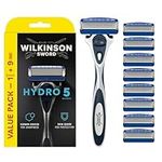 WILKINSON SWORD - Hydro 5 Razor and Blades For Men | Pack of 9 Razor Blade Refills and Handle | Hydrating Gel & Precision Trimmer