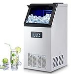 CREWORKS Commercial Ice Machine, Industrial Ice Maker Machine, Freestanding Stainless Steel Ice Cube Machine (59KG 130LB/24H)