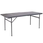 Flash Furniture 30x72 Plastic Bi-Fold Table, Metal, Dark Gray, 30" W x 72" L