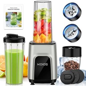 KOIOS Smoothie Blender, 900W Personal Blender and Grinder Combo for Kitchen, Smoothies Maker with 3 Non-BPA Portable Blender Cup for Baby Food, Beans, Nuts, Spice Protein Mixer