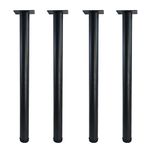 QLLY 28 inch Adjustable Metal Desk Legs, Office Table Furniture Leg Set, Square Mounting Plate, Set of 4 (Matt Black)