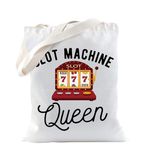 TSOTMO Slot Machine Casino Gambling Tote Bag Queen Of The Machine Gift Gambler Gift Slot Machine Queen Tote Bag Gift For Gambling Lovers (C.Slot Canvas)