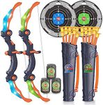 SpringFlower Bow and Arrow Toys for Kids 5 6 7 8 9 10+ Years Old,2 Bow and Arrow Sets with LED Light-up,Archery Set with 2 Round Targets and 3 Target cans for Boys & Girl, Ideal Gift for Kids