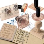 Personalized Stamp with Logo Name - Custom Rubber Stamp with Wood Handle Customized Soap Stamps Multiple Size for Business - Square 1"