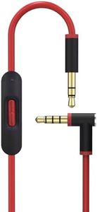 Toxaoii - Cable de audio de repuesto con micrófono en línea y control compatible con auriculares Beats Solo 2/Solo 3/Studio 3/Pro/Detox/inalámbrico/Mixr/Ejecutive/Pill (negro/rojo)