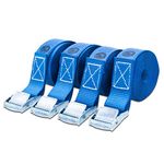 Bison Gear Tie Down Straps - UV Resistant Cargo Car Roof Rack Straps, 8ft 2.5m x 1in 25mm, 550lbs 250kg Break Strength, Cam Straps with Buckle (4 Pack, Blue)