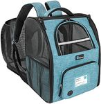 PetAmi Dog Cat Backpack Carrier, Expandable Pet Carrier Backpack for Travel Hiking, Small Medium Dog Puppy Large Cat Carrying Backpack, Airline Approved Ventilated Soft Back Support, 18 lbs, Teal Blue