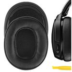 Geekria QuickFit Protein Leather Replacement Ear Pads for Skullcandy Venue Wireless ANC Headphones Ear Cushions, Headset Earpads, Ear Cups Repair Parts (Black)